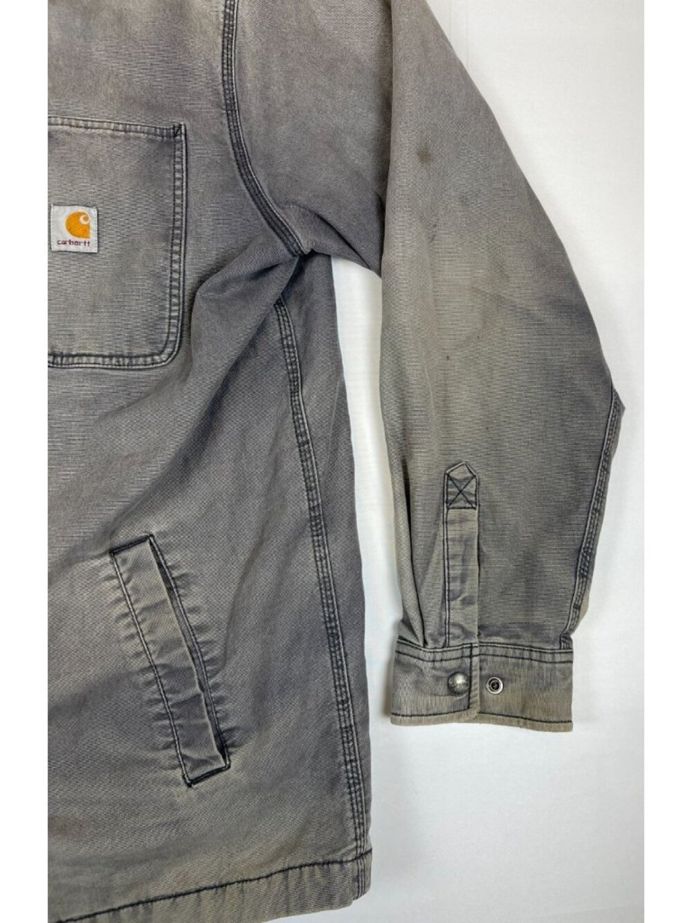 Carhartt Men XL Regular Rugged Flex Blanket Lined Shirt Jacket Shadow Gray Snap - Picture 5 of 11